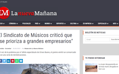 “El Sindicato de Músicos criticó que se prioriza a grandes empresarios” – La Nueva Mañana