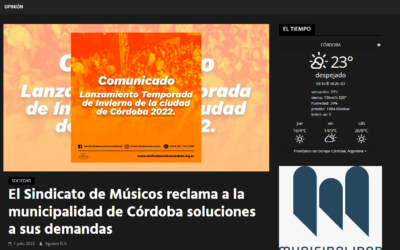 El Sindicato de Músicos reclama a la municipalidad de Córdoba soluciones a sus demandas – Difusión Noticias