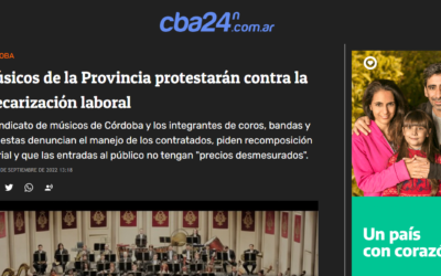 Músicos de la Provincia protestarán contra la precarización laboral – Cba24n.com.ar