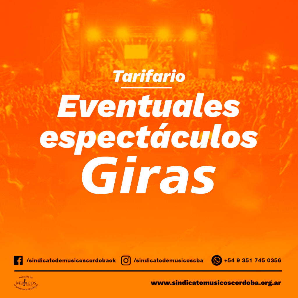 Calculadora Oficial de Tarifario para Giras Musicales - Sindicato de Músicos de la provincia de Córdoba.